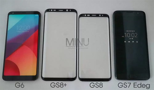And finally, we have a photo from Instagram user minu_home that shows glass faces from the Galaxy S8 and Galaxy S8+ in between a new LG G6 and last years Galaxy S7 edge.
